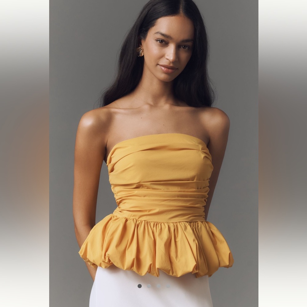 Anthropologie Mustard Strapless Peplum Top NWT